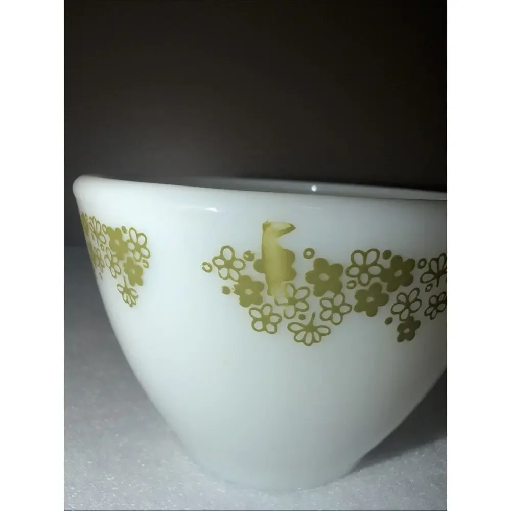 Pyrex Spring Blossom Crazy Daisy Green Sugar Bowl 3.5” W X 2.5”H